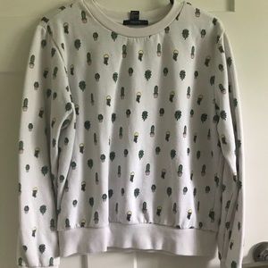 Forever 21 Succulents Pullover Sweatshirt